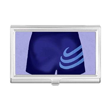Imagem de Ilustração Azul Listrada Padrão Curto Porta-Cartão Carteira Bolso Caixa