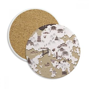Imagem de Mapa de localização de Hong Kong China porta-copos Caneca de mesa Pedra absorvente de proteção de mesa