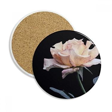 Imagem de Caneca de porta-copos rosa branca com lindas flores para proteção de mesa Pedra absorvente