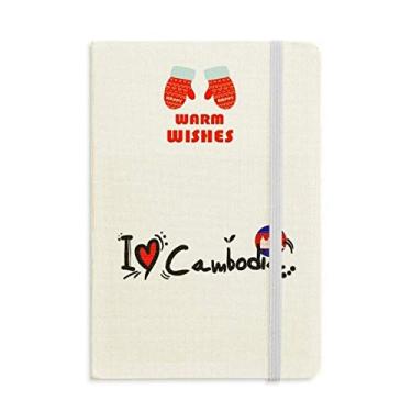 Imagem de I Love Camboja Bandeira de Palavra Amor Ilustração Coração Luva de Natal Caderno Diário