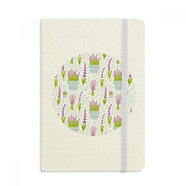 Imagem de Caderno de pintura de plantas com flores em vaso de lavanda, capa dura de tecido, diário clássico