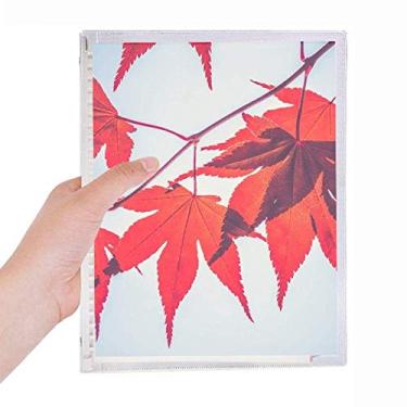 Imagem de Caderno de folhas vermelhas de bordo com imagem da natureza com folhas soltas e diário recarregável