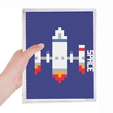 Imagem de Caderno Space Ship Rocket Decolagem Universo Pixel Folhas Soltas Diário Recarregável
