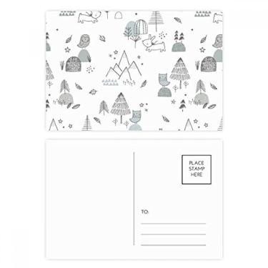 Imagem de Cartão postal de aniversário com desenho animado pássaro montanha estrela grama árvore