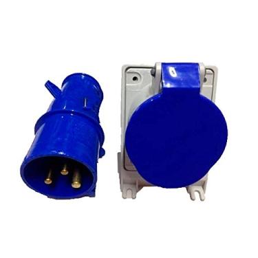 Imagem de Conjunto Industrial Tomada + Plug Steck 2P+T 32a Azul Newkon