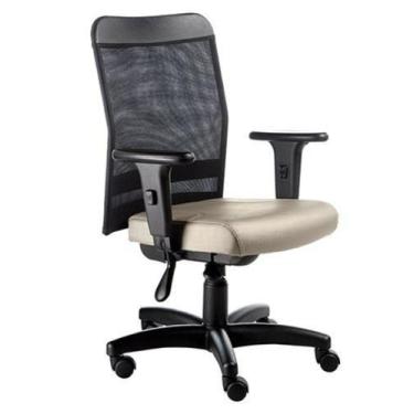 Imagem de Cadeira Digitador  Com Braços Linha Tela Mesh Bege - Design Office Móv
