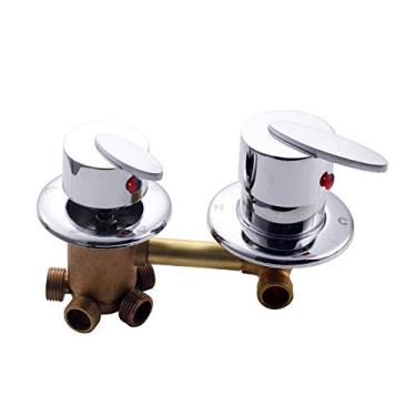 Imagem de Interruptores de chuveiro de 3/4/5 vias, controle de torneiras de sala de latão, acessórios para cabine de mistura, válvula de mistura, painel de entrada de torneira de desviador de água quente e fria, peça de reparo de conversão, cartucho de cerâmica, suporte duplo