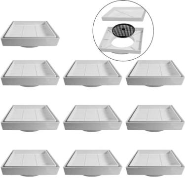 Imagem de Ralo Invisível Tampa Oculta Sifonado 10x10cm | Utilimix | Kit 10 Un