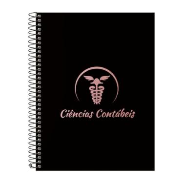 Imagem de Caderno Universitário Espiral 15 Matérias Profissões Ciências Contábeis (Preto e Rosê)