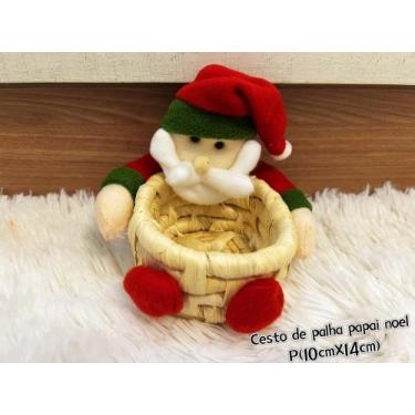 Imagem de Cesto de Palha Papai Noel - Decoração de Natal - princesa, P(10cmX14cm