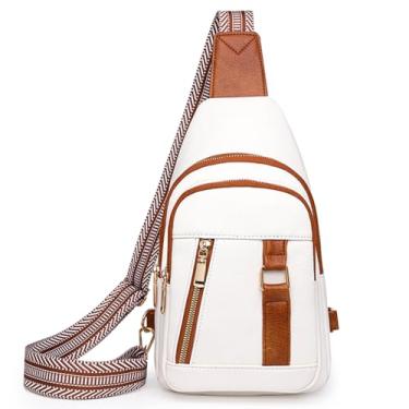 Imagem de CaseTank Presentes para mulheres, mãe, presente de aniversário de Natal, pequena bolsa tiracolo para mulheres, pochete transversal de couro, Branco, marrom, M