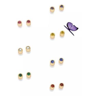 Imagem de Brinco Folheado Ouro Rommanel Kit Semaninha Cristais 527221, Dourado