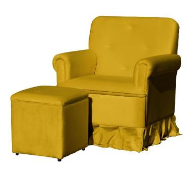 Imagem de Poltrona Amamentação com Balanço + Puff Laura Veludo Amarelo - Mansão 