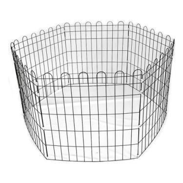 Imagem de Cercado Pet Cercadinho Grade Cachorro 6 Telas Móvel 53cm Alt Cor Preto