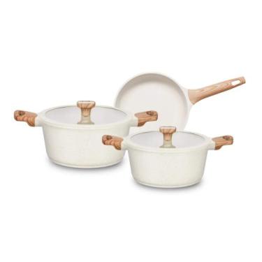 Imagem de Jogo de Panelas 3 Peças Linha Titanium Natural cor Bege MTA - 8448