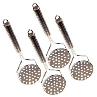Imagem de 4 Amassador Espremedor Batata Purê Inox Grande Profissional - NAVY+PRO