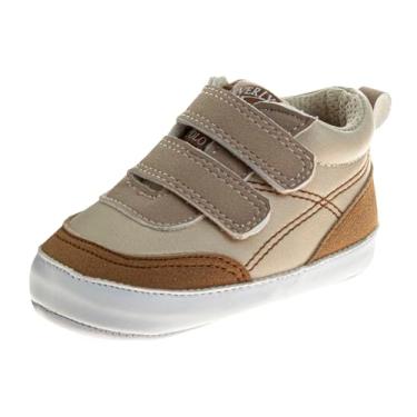 Imagem de Josmo Tênis infantil para bebês com fecho de tira deslizante - Sapato de bebê leve para meninos recém-nascidos (tamanhos: 2-4 bebês), Bronzeado, 17