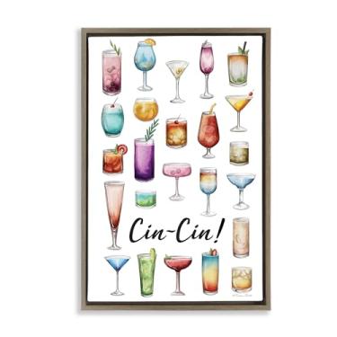 Imagem de Stupell Industries Cin-Cin Tropical Drink Collage Brown Framed Floater Canvas Wall Art Design por Susan Ball, 21 x 31