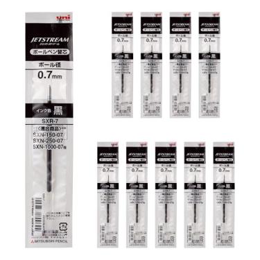 Imagem de Refil de canetas esferográficas Uni-ball Jetstream de ponta fina para tipo de caneta padrão - 0,7 mm - conjunto de tinta preta de 10