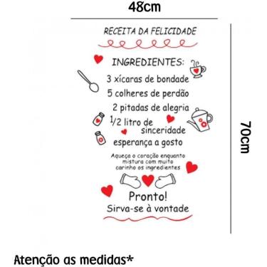 Imagem de Adesivo Geladeira Receita Da Felicidade - Atenção As Medidas