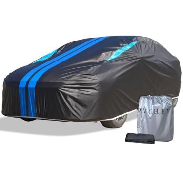 Imagem de WMCHEYI Capas de carro para automóveis, capa de carro de 6 camadas à prova d'água para todos os climas, capa de carro ao ar livre sol UV chuva neve proteção contra vento, cobertura externa completa