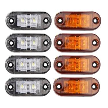 Imagem de Kit 08 Lanternas Led 12/24v Vigia Teto Van Bau Caminhão Barco Cor Cristal/Laranja KLX