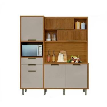 Imagem de Cozinha Compacta 6 Portas 2 Gavetas Loft Imperatriz Freijó E Off White