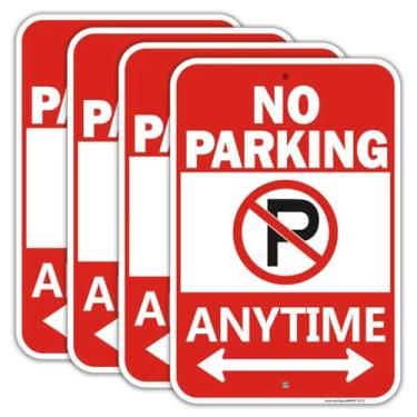 Imagem de Placa sem estacionamento, sem estacionamento a qualquer momento, pacote com 4 - 45,7 cm x 30,5 cm Alumínio refletivo de grau de engenheiro, sem ferrugem, resistente ao desbotamento, proteção UV, à