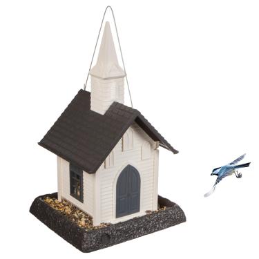 Imagem de Alimentador de pássaros North States Village Collection: fácil de encher e limpar. Cabo de pendurar à prova de esquilo incluído, ou suporte de poste (mastro vendido separadamente). Grande, capacidade de semente de 2,7 kg (9,5 x 10,25 x 16,25, branco)