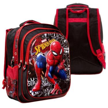Imagem de Mochila Escolar Preta Homem Aranha 3D Passeio Meninos Costas - TOYS 2U