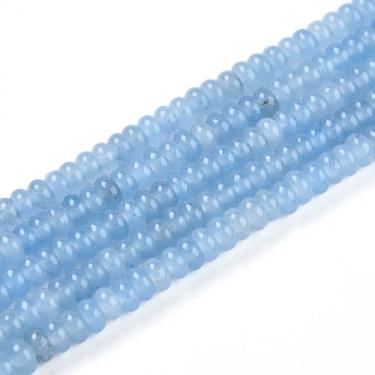 Imagem de 1 fio de contas de jade brancas naturais Rondelle fios tingidos contas de pedras preciosas espaçadores para fabricação de joias, pulseiras, colar, artesanato faça você mesmo, 4,5 x 2,5 ~ 3 mm, 36,8 cm