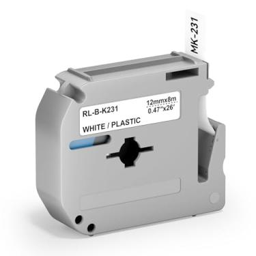 Imagem de 1 pacote de fita de etiqueta M-K231 compatível com Brother P Touch M Tape M-K231S M231 MK231 M-231 12 mm 0,47 polegadas para Brother PTouch PT-M95 PT-65 PT-80 PT-70 PT-45 PT-90 etiquetadoras, preto