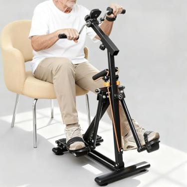 Imagem de Exercitador de pedal de braço e perna para idosos - Exercitador de pedal sentado para idosos, equipamento de exercícios de recuperação de derrame para idosos, equipamento de terapia de joelho e pé