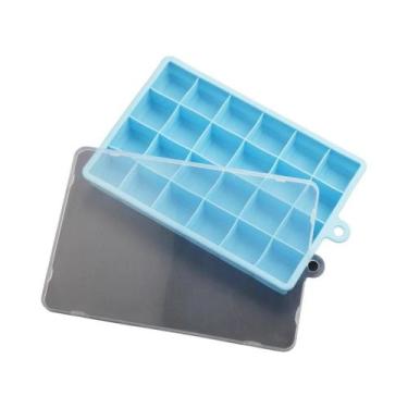 Imagem de Forma De Gelo De Silicone Com 24 Cavidades Quadradas E Tampa, Molde Pa