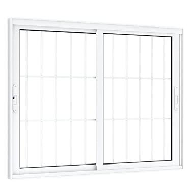 Imagem de Janela de Correr Alumínio Lateral 2 Folhas Móveis com Grade Lucasa Eccellente 120cmx150cm Branco