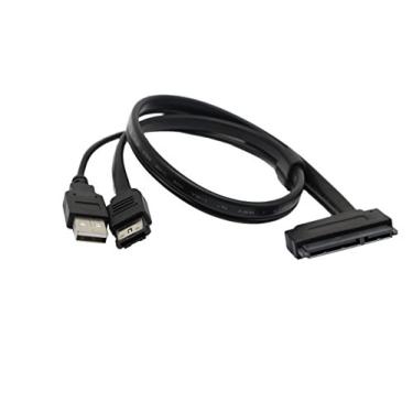 Imagem de SinLoon — Adaptador de cabo alimentado por USB de 22 pinos para dados eSATA SATA de 2,5 polegadas, compatível com SSD, SATA IIIEC-SSHD (preto)