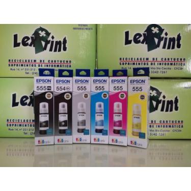 Imagem de Kit com 6 refil epson  555 e 554 para impressora tanque de tinta l8160