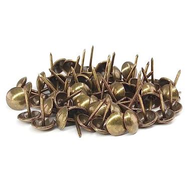 Imagem de Pregos de estofamento antigos de bronze de 30 mm, prego redondo de cabeça grande, tachas de móveis de bronze para móveis placa de cortiça móveis de madeira projetos DIY decorativos 20 peças (ronze, 1-3/16")