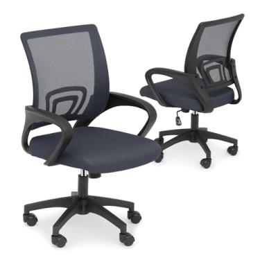 Imagem de Athena Collection Conjunto de 2 cadeiras de escritório para computador, cadeira de mesa ergonômica com rodas giratórias, suporte traseiro de malha e altura ajustável, pequena e confortável para