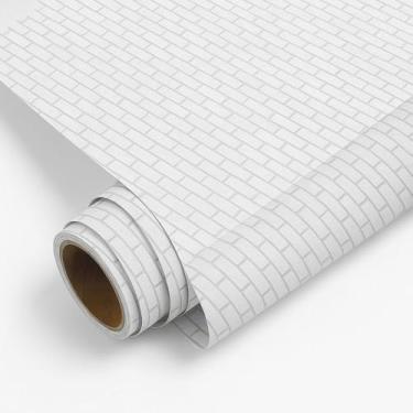 Imagem de Papel de Parede PREMIUM 5m x 45cm Adesivo Tijolinho Branco 3d Envelopamento