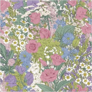 Imagem de Blooming Wall DPYD20-B Papel de parede autoadesivo pré-colado com folhas tropicais texturizadas florais