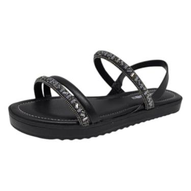Imagem de Sandália Feminina Flatform Pedrarias Conforto Moleca
