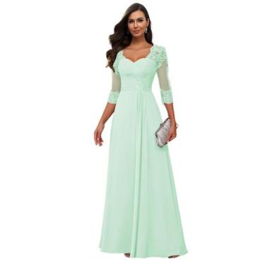 Imagem de Vestido Mãe da Noiva Loyeloy Mint Green Chiffon A-line
