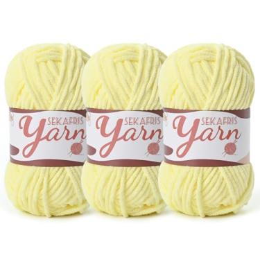 Imagem de Pacote com 3 fios de veludo fofo para crochê, cobertor de bebê para crochê macio, 150 g (196,8 jardas) Amigurumi pelúcia chenille crochê, fios de quebra-cabeça para artesanato de tecelagem de crochê