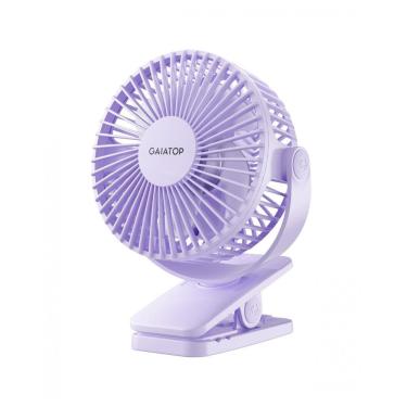 Imagem de Ventilador de Clipes Portátil Gaiatop Roxo Claro Recarregável USB, 3 Velocidades, Rotação 360°, Bateria 3,5-10h, Mini Poderoso Silencioso