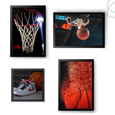 Imagem de Kit com 4 Quadros Decorativos Basquete loucos por basquete - Creative 