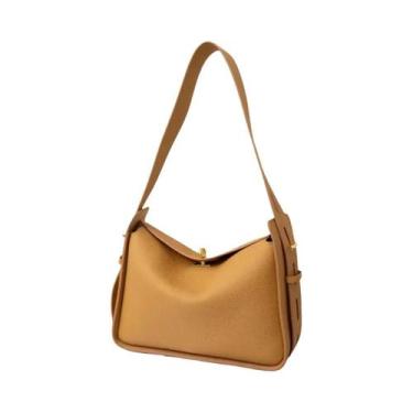 Imagem de Bolsa De Ombro Transversal Feminina De Couro Genuíno De Grande Capacid