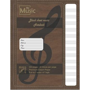 Imagem de My Music; Blank sheet music notebook. Wide staff. Elegant cream paper. Wide staff. 8,5" x 11": The ideal gifts of Music Writing Pad for musicians and music composing.