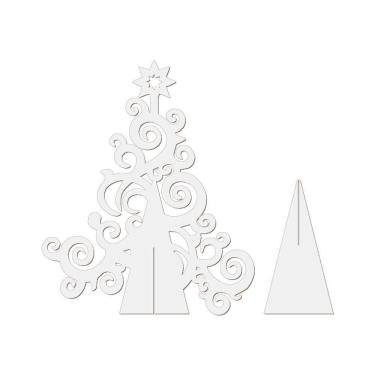 Imagem de Árvore De Natal Com Arabescos 25cmx30cm - Cria Arte Laser Branco