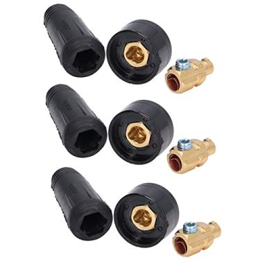 Imagem de Conector de cabo de soldagem TIG, latão 200-250A bom isolamento TIG Quick Fitting 10 conjuntos excelente condutividade elétrica segura para máquina de solda